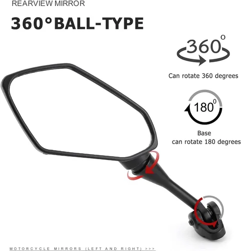 Miniatura 6 de Mokuo Espejo retrovisor para motocicleta en material de vidrio HD Compatible con Honda CBR600 CBR250 CBR300 CBR500 Ninja 250R Suzuki GSXR 750