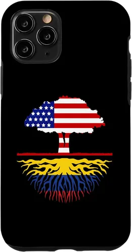 Miniatura 13 de Funda para iPhone 12 mini con diseño de raíces colombianas cultivadas en Estados Unidos y Colombia, con bandera de Estados Unidos