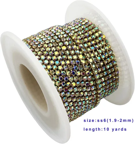 Miniatura 2 de Cadena de cierre de diamantes de imitación AB de 10 yardas (oro, 0.079 in)
