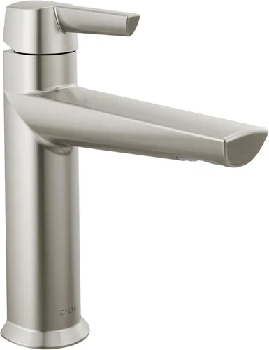 Delta Faucet Galeon Grifo de baño de un solo agujero, níquel cepillado, tecnología de sello de diamante, Lumicoat inoxidable 571-SS-PR-MPU-DST