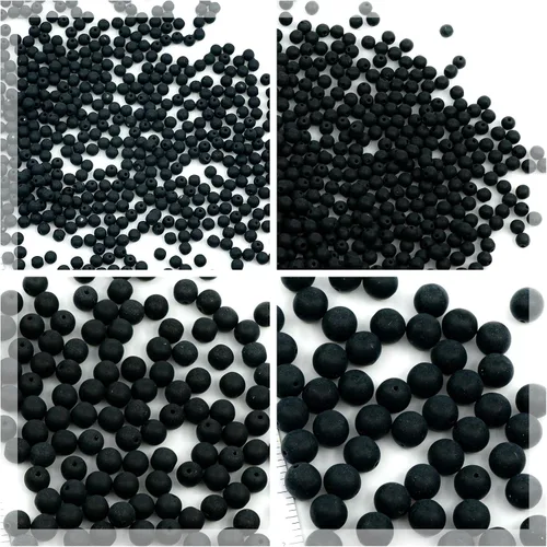 Miniatura 9 de Juego de 275 cuentas de cristal redondas checas, color negro azabache, 0.118 in (100 unidades), 0.157 in (100 unidades), 0.236 in (50 unidades)