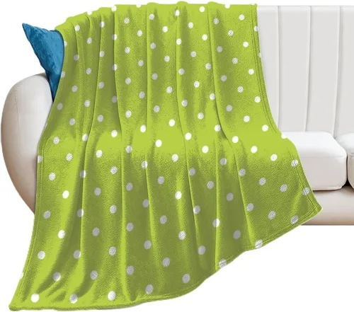 Miniatura 16 de Manta de felpa de lunares blanco aguamarina, suave y acogedora, manta de franela para todas las estaciones, para sofá, cama, 40 x 50 pulgadas