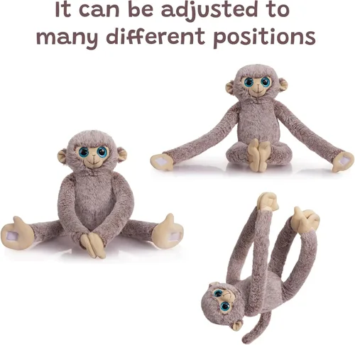 Miniatura 6 de Animal de Mono Colgante de Peluche Animal de Mono de Brazo Largo de Peluche Suave para Niños Nietos Amigos Familia Gris 43 cm