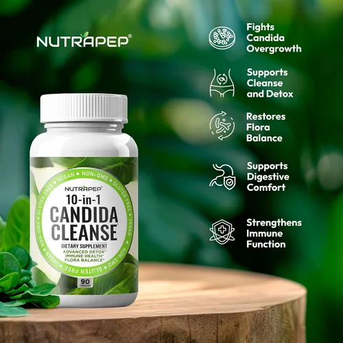 Miniatura 2 de NutraPep Candida Cleanse - Suplemento de desintoxicación – Apoyo natural para el crecimiento excesivo de levadura para mujeres y hombres