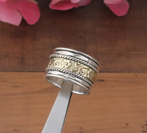 Miniatura 26 de Boho Spinner Ring, Mothers Day Gift, Silver 925 Women Ring, Sterling Silver 925 Ring, Fidget Spinner Ring,Women Silver Anxiety Ring