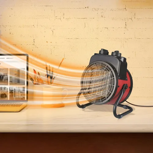 Miniatura 6 de Calentador de aire forzado eléctrico industrial con elemento calefactor de cerámica, inclinación ajustable, protección contra sobrecalentamiento