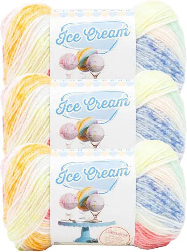 Miniatura 52 de Lion Brand Yarn, Hilo para Bebé Ice Cream para tejer, ganchillo y manualidades, Baseball Nut, 1 paquete, fibra acrílica colorida de peso DK
