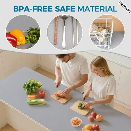 Miniatura 4 de Hersvin Revestimientos para estantes, alfombrillas para cajones de cocina de 24 pulgadas x 20 pies, protector de armario de EVA no adhesivo, forro