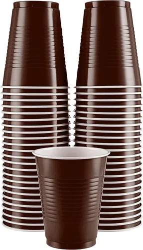 Miniatura 22 de Amcrate Vasos desechables, vasos de plástico negros de 18 onzas, fuertes y resistentes para bodas, Navidad, Halloween, paquete de 50