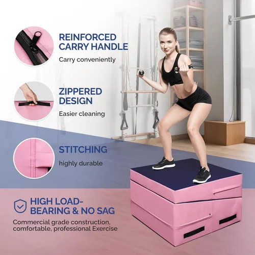 Miniatura 3 de Matladin Colchoneta plegable para gimnasia con cuña en forma de queso, tapete inclinado, para gimnasio, fitness, cuña para volteretas