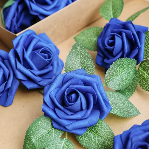 Miniatura 2 de AmyHomie 25 rosas artificiales de aspecto real con tallo para ramos de boda, centros de mesa, arreglos, fiestas, baby shower, día de San Valentín