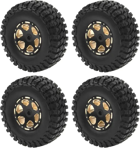 ShareGoo Brass 1.0 Beadlock llanta de rueda y neumático de goma de 2.16 pulgadas con espuma compatible con Axial SCX24 AXI90081 AXI00001 AXI00002