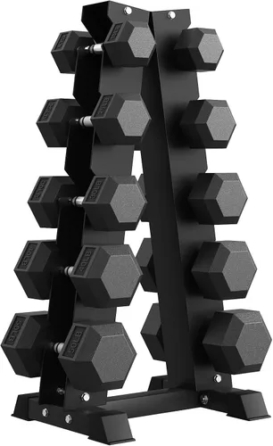 Miniatura 18 de PAPABABE Juego de mancuernas hexagonales con estante, 85-560 libras con revestimiento de goma, juego de mancuernas libres con estante