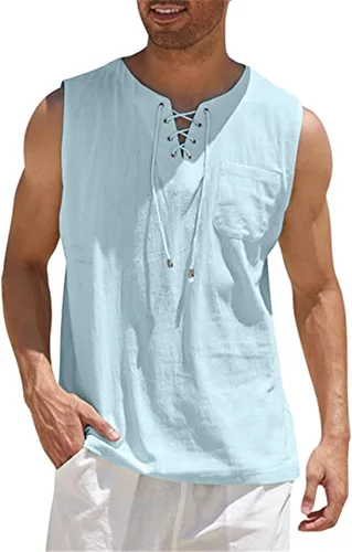 Camisetas sin mangas de verano para hombre camisetas casuales de verano playa hippie camisetas de entrenamiento con bolsillo en el pecho
