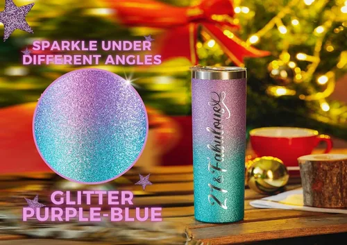 Miniatura 5 de Onebttl Regalos de cumpleaños número 21 para mujeres, niñas, ella, 21 y fabuloso, vaso aislado de acero inoxidable con purpurina de 20 onzas / 20.0