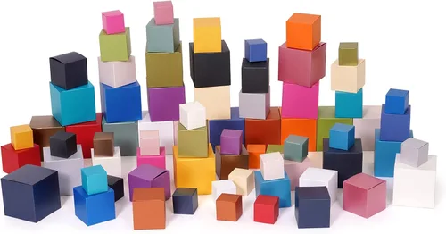 Miniatura 4 de Quotidian Aqua - Cajas de regalo plegables grandes de papel italiano perlado vintage con purpurina con tapas, 4 x 4 x 4 pulgadas