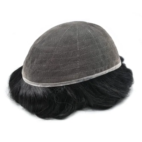 Miniatura 3 de Toupee para hombres, encaje francés completo, para hombres, tupé, sistema de reemplazo de cabello humano 100% europeo para hombres, piezas