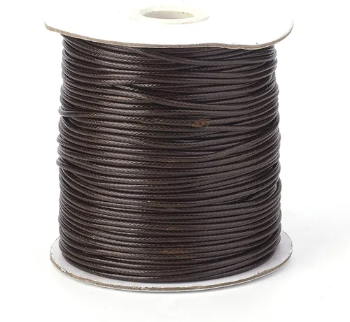 Miniatura 38 de Cordón de poliéster encerado coreano de 100 yardas, hilo de cordón trenzado beige para collar, cuerda de alambre de 0.079 pulgadas con carrete