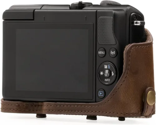 Miniatura 7 de MegaGear Canon EOS M100, M200 (0.591-1.772 in) Ever Ready - Funda de piel para cámara y correa, con acceso a la batería, color marrón oscuro, MG1326