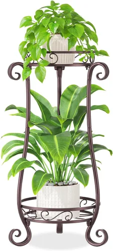 Miniatura 16 de iDavosic.ly Paquete de 2 soportes de metal para plantas para interiores y exteriores, 11 pulgadas de ancho, de hierro resistente al óxido, para Negro