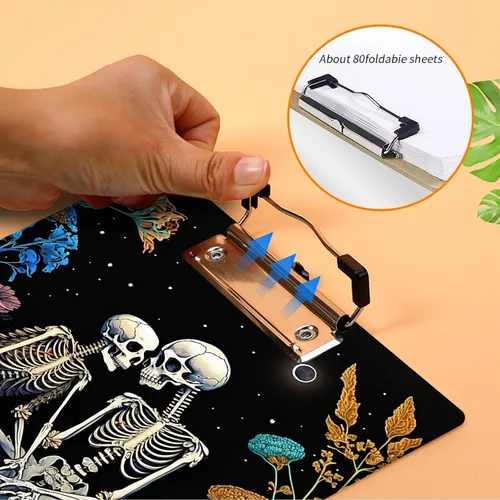 Miniatura 6 de Portapapeles de plástico con soporte para bolígrafo, portapapeles tamaño carta A4 con clip de perfil bajo y lazo para colgar, bonito portapapeles