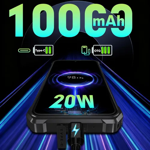 Miniatura 2 de FOSSIBOT F110L Unlocked Rugged Phone 2026, 128dB Speaker 10000mAh Battery 20W Rugged Smartphone, 50MP Camera 120LM Torch, 8(4+4) GB+128GB+2TB