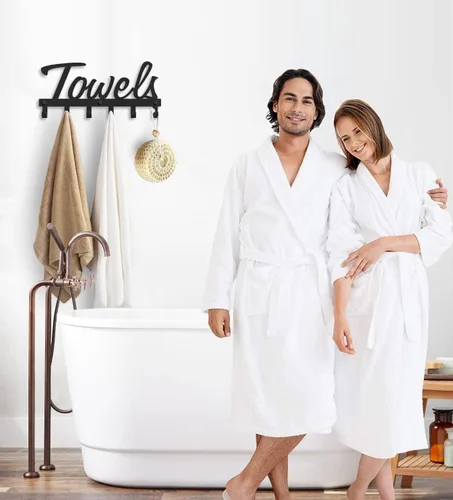 Miniatura 5 de Livelab Toallero, toallero para baño montado en la pared, 6 ganchos de metal negro para ahorrar espacio en el baño, impermeable, a prueba de óxido