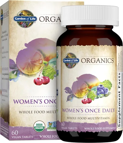 Suplemento multivitamínico orgánico Garden of Life, para mujer, tabletas múltiples, una vez al día, hfs-koi-zk-a11705, 60, 1, 1
