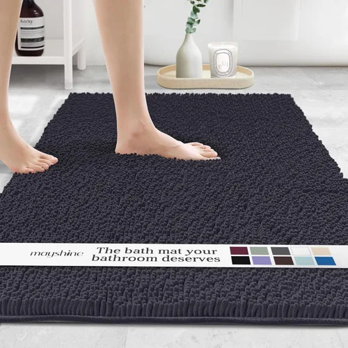 Miniatura 28 de MAYSHINE Alfombra de Baño de Chenilla Afelpada Extra Suave, Súper Absorbente, Alfombra de Baño Antideslizante Microfibra Esponjosa