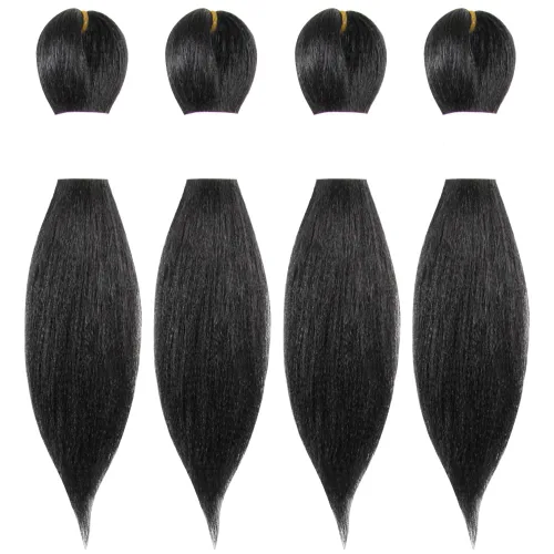 Miniatura 11 de Cabello trenzado preestirado de 10 pulgadas, 4 paquetes, extensiones de cabello corto para trenzas, cabello sintético preestirado #1 (negro azabache)