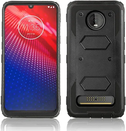 Miniatura 4 de Asuwish Funda de teléfono para Moto Z4/Moto Z 4 Play/MotoZ4 Force Cover híbrida a prueba de golpes dura a prueba de caídas de cuerpo completo