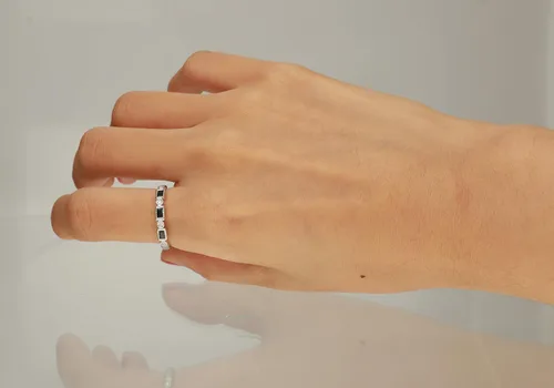 Miniatura 4 de Gin & Grace Anillo de compromiso de aniversario de aniversario de oro blanco de 10 quilates (I1, I2) y zafiro azul para mujer, zafiro