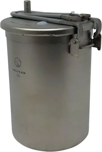 Valtcan Olla arrocera de titanio de 1800 ml con tapa de cierre para acampar, olla a presión ligera para viajes, senderismo, altitud alta, utensilios