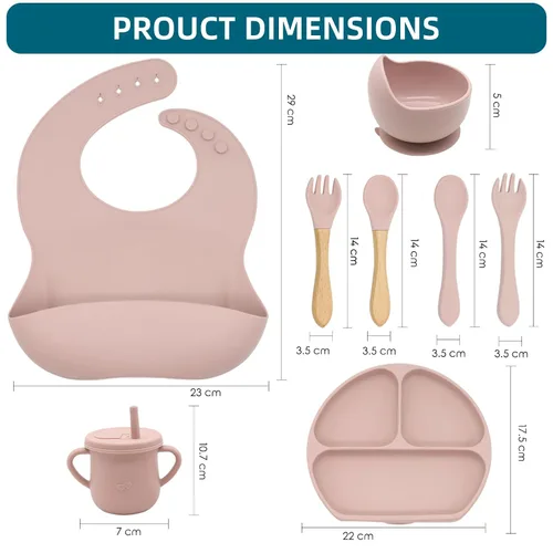 Miniatura 2 de Juego de alimentación para bebés 100% de silicona, sin BPA, con ventosa, plato dividido, juego de platos de autoalimentación para niños pequeños