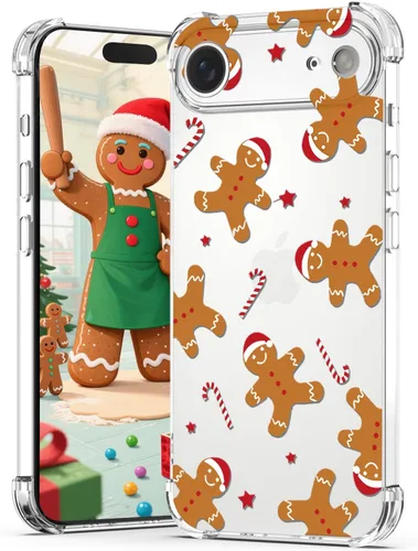 Miniatura 20 de Funda de Navidad para iPhone XR, diseño impreso de hombre de jengibre, transparente, suave, a prueba de golpes, funda protectora de TPU a prueba