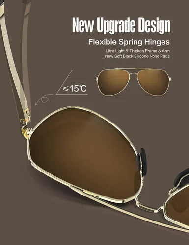 Miniatura 5 de Lentes para aviador Luenx polarizados para hombres y mujeres con armazón de metal grande protección UV 400