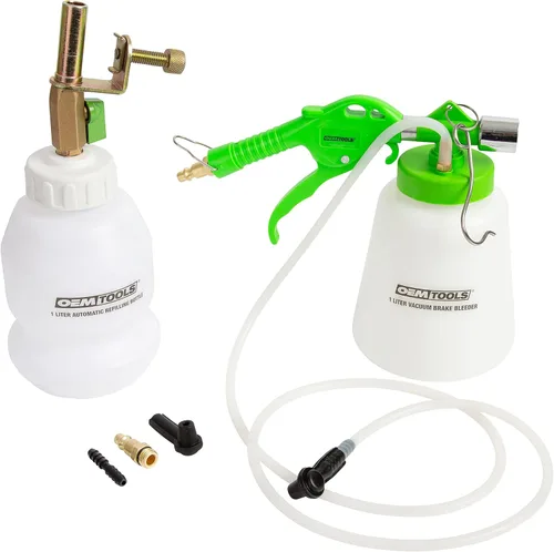 OEMTOOLS 22505 Kit de sangrado de frenos neumáticos de 1L con botella de recarga, kit de sangrado de líquido de frenos para una sola persona, uso