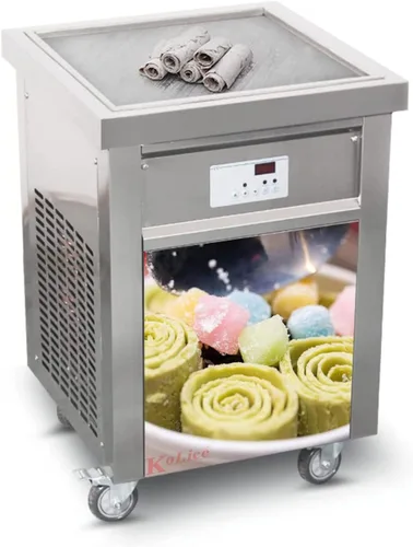 Kolice Máquina de helado frito con sartén cuadrada individual de 21 x 21 pulgadas, máquina de helado de rollo de yogur congelado, máquina de rollo
