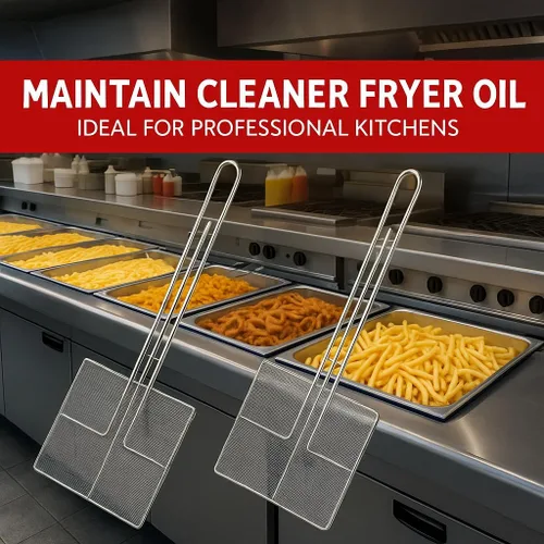 Miniatura 4 de 2 unidades - Freidora de araña de cocina, cuchara, espumadera para freír, colador para cocinar cuchara de colar profundo, cucharón de aceite, mango
