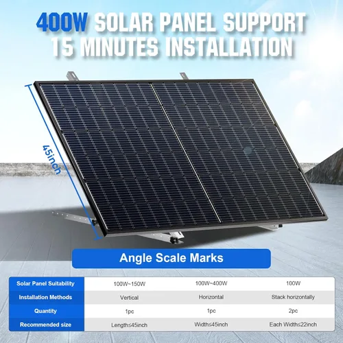 Miniatura 2 de ECO-WORTHY Soportes de montaje para paneles solares mejorados de 45 pulgadas, con patas de inclinación plegables, adecuados para 2 piezas de paneles