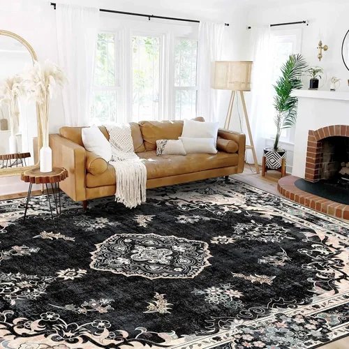 Miniatura 22 de MUJOO Alfombra Pasillo Runner 2'x8' Azul Gris Alfombras Largas Boho Lavable a Máquina Antideslizante para Entrada Cocina Baño Dormitorio Retro Suave