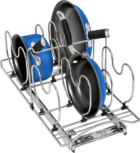 LYNK PROFESSIONAL® Organizador de ollas y sartenes para gabinete, organizador de sartenes extraíbles, cajón de tapa para sartenes y ollas,
