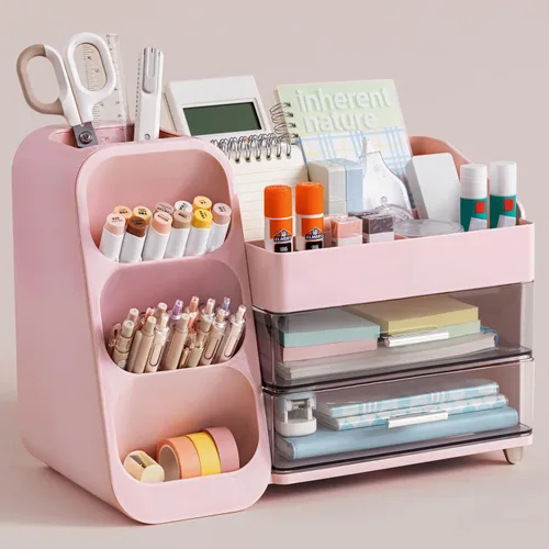 Miniatura 12 de HBlife Desk Organizer with Pen Pencil Holder for Desk, Pen Organizer with 2 Drawers, Desk Organizers and Accessories with 4 Compartments, Desktop