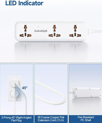 Miniatura 6 de Kit de adaptador de enchufe de viaje europeo con puertos USB, cable de extensión universal de 5 pies, de EE.UU. a europeo, adaptador de enchufe