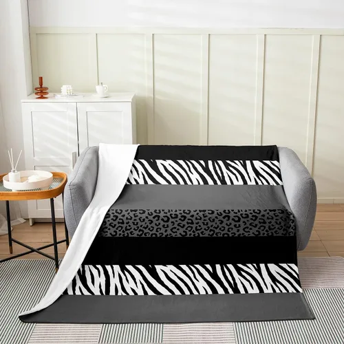 Miniatura 18 de Leopard Print Throw Blanket,40x50,African Wild Animal Skin Print Fleece Blanket for Teens Adults,Zebra Geometric Stripes Wildlife Tribal