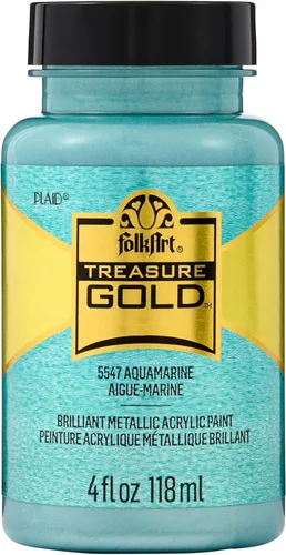 Miniatura 12 de FolkArt Treasure Brilliant - Pintura metálica, 4 onzas, oro verde Verde dorado