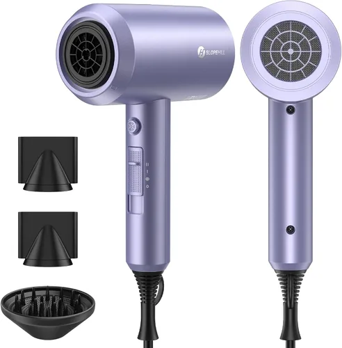 Miniatura 15 de Slopehill Secador de pelo iónico profesional, potente secadora de bajo ruido de secado rápido de 1800 W con 2 boquillas concentradoras, 1 accesorios
