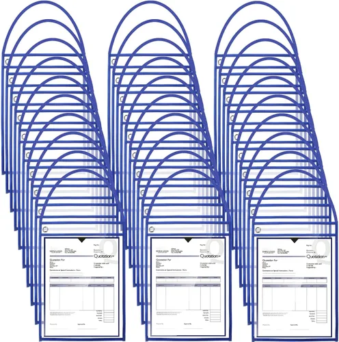 Miniatura 11 de Geyee Paquete de 50 soportes para boletos de trabajo, bolsillos para pedidos de trabajo para manga colgante de 9 x 12 pulgadas, soportes de boletos