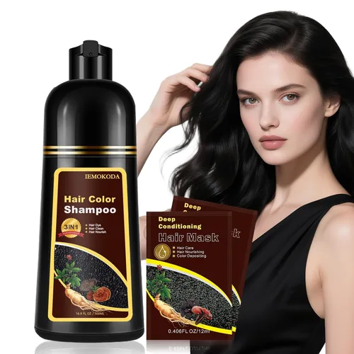 Champú de tinte para cabello negro para cabello gris, champú instantáneo de color de cabello, champú de larga duración, champú para cabello negro y