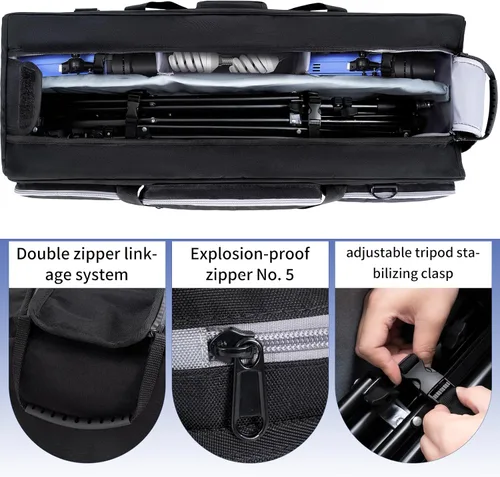 Miniatura 3 de IBVIVIC Bolsa para trípode, 30.7 pulgadas, funda de transporte de trípode resistente con divisor acolchado, bolsa de soporte de luz con doble